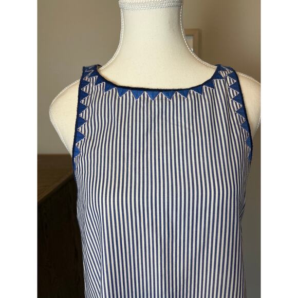 Vineyard Vines | Blue/White "Sarah Striped" Embroidered Trimmed Shift Dress | 2 - Picture 5 of 17